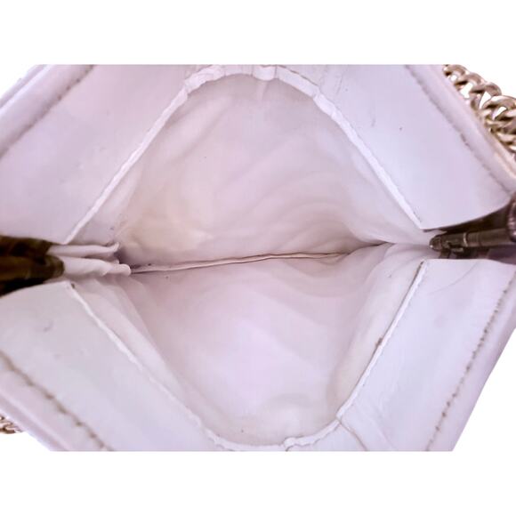 Vintage Andé Quilted White Leather Shoulder Bag Gold Chain Strap 1980s Classic - Picture 7 of 7